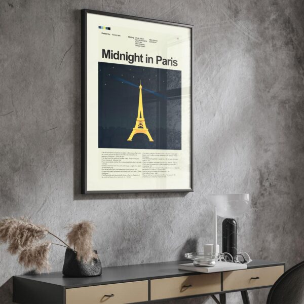Midnight in Paris movie poster styled as mid-century modern wall art