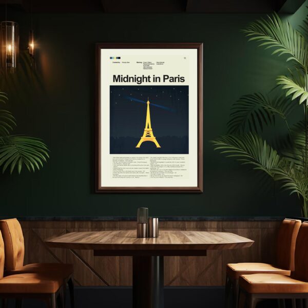 Midnight in Paris movie poster styled as mid-century modern wall art