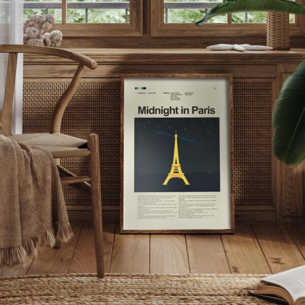 Midnight in Paris movie poster styled as mid-century modern wall art