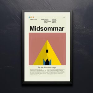 Midsommar movie poster with vintage mid-century modern design