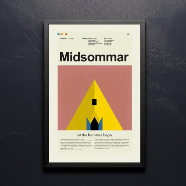 Midsommar movie poster with vintage mid-century modern design