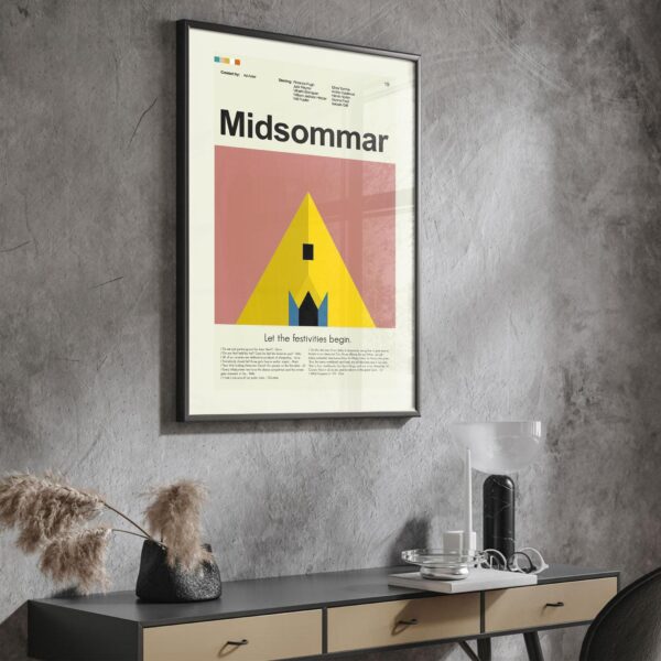 Midsommar movie poster with vintage mid-century modern design
