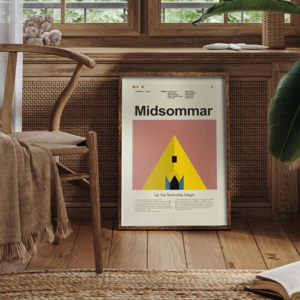 Midsommar movie poster with vintage mid-century modern design
