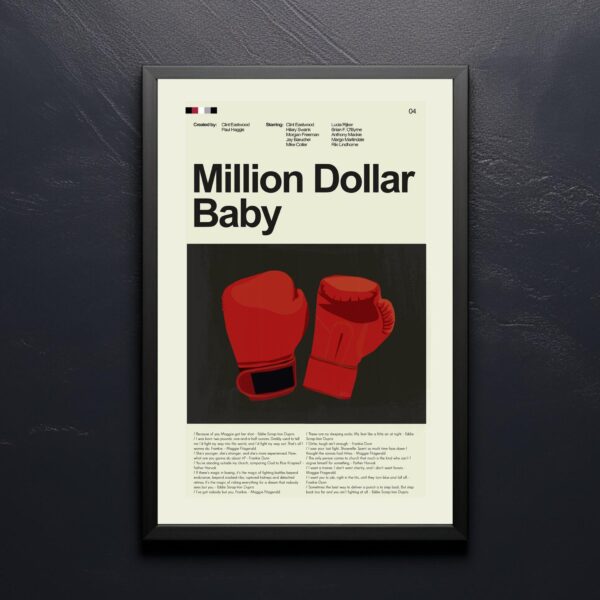 Mid-century modern poster of Million Dollar Baby movie artwork