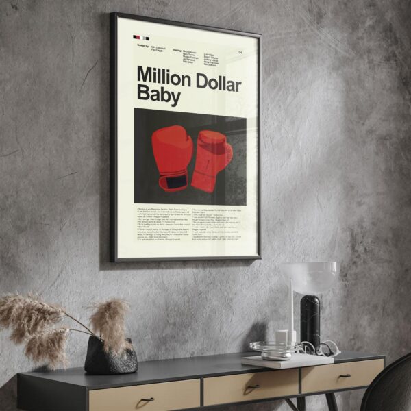 Mid-century modern poster of Million Dollar Baby movie artwork