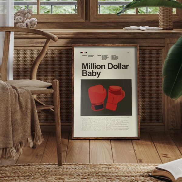 Mid-century modern poster of Million Dollar Baby movie artwork
