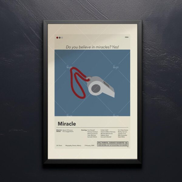 Mid-century modern Miracle movie poster with vintage artistic design
