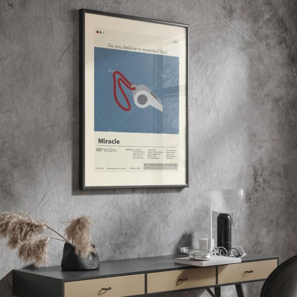 Mid-century modern Miracle movie poster with vintage artistic design