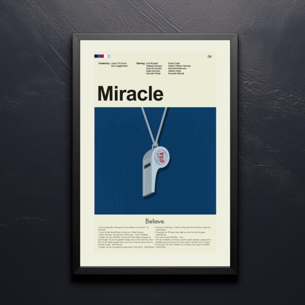 Miracle movie poster with mid-century modern graphic design