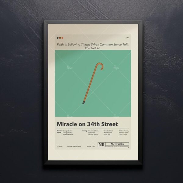 Mid-century modern Miracle on 34th Street movie poster with graphic design