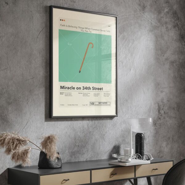 Mid-century modern Miracle on 34th Street movie poster with graphic design