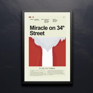 Mid-century modern Miracle on 34th Street movie poster wall art