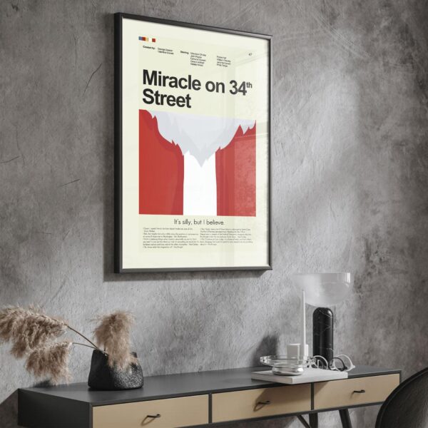 Mid-century modern Miracle on 34th Street movie poster wall art