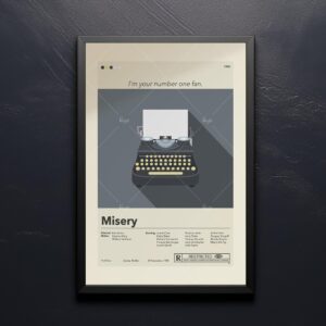Mid-century modern Misery movie poster print with retro design elements