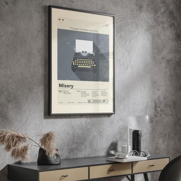 Mid-century modern Misery movie poster print with retro design elements