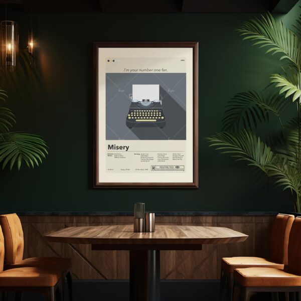 Mid-century modern Misery movie poster print with retro design elements