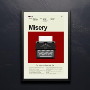 Mid-century modern Misery movie poster design with retro graphic style