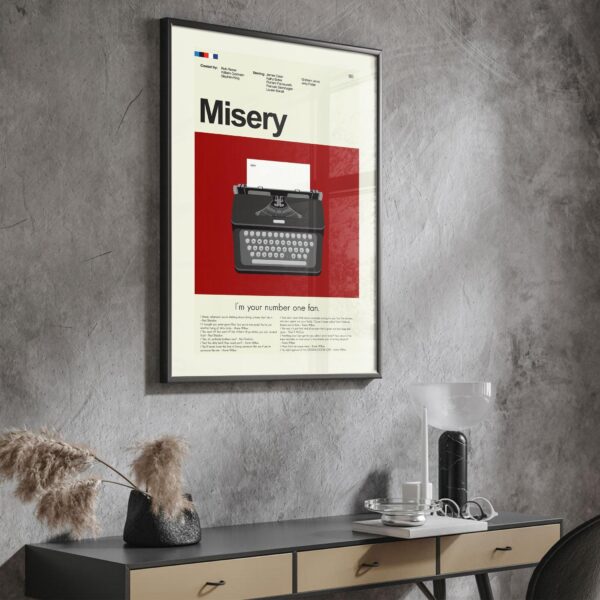 Mid-century modern Misery movie poster design with retro graphic style