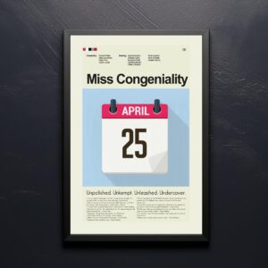 Mid-century modern style poster of Miss Congeniality movie artwork
