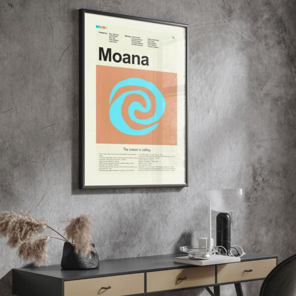 Mid-century modern style Moana movie wall art poster