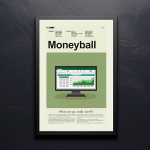 Mid-century modern graphic design poster of the Moneyball movie