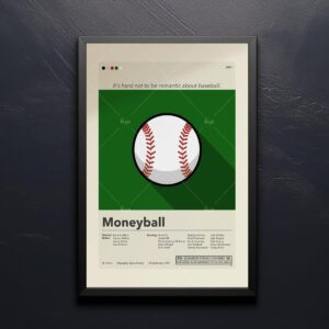 Mid-century modern Moneyball movie poster print with retro design