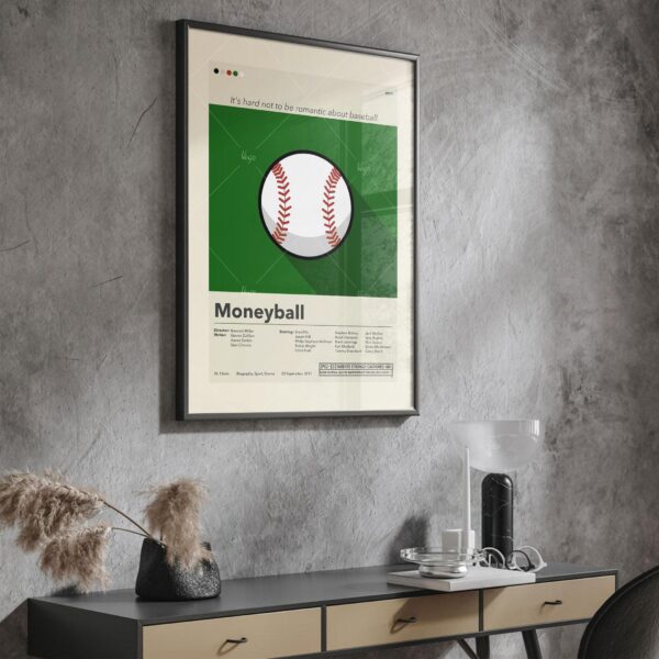 Mid-century modern Moneyball movie poster print with retro design