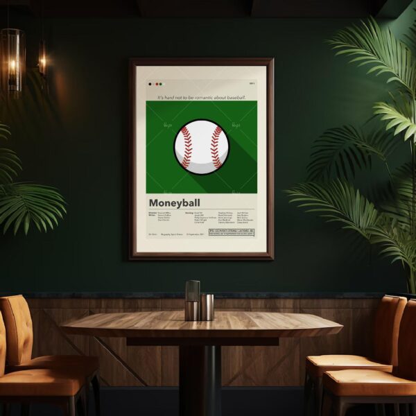 Mid-century modern Moneyball movie poster print with retro design