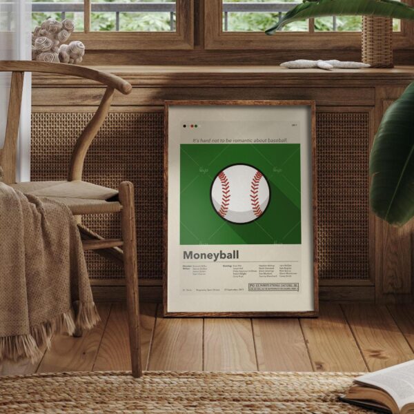 Mid-century modern Moneyball movie poster print with retro design