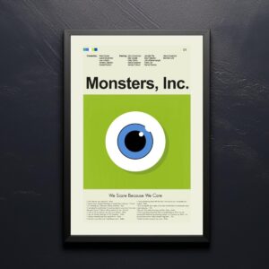 Limited edition Monsters, Inc. mid-century modern movie poster art