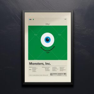 Mid-century modern Monsters, Inc. movie poster wall art