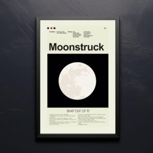 Mid-century modern graphic design poster for the movie Moonstruck
