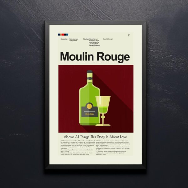 Mid-century modern Moulin Rouge! movie poster print with vintage style