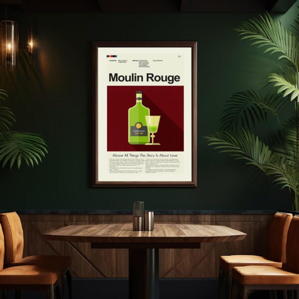 Mid-century modern Moulin Rouge! movie poster print with vintage style