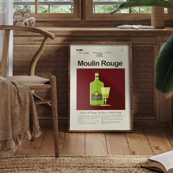 Mid-century modern Moulin Rouge! movie poster print with vintage style