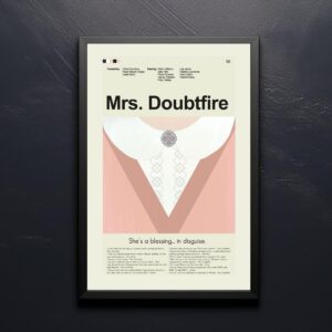 Mid-century modern Mrs. Doubtfire movie poster with vintage design elements