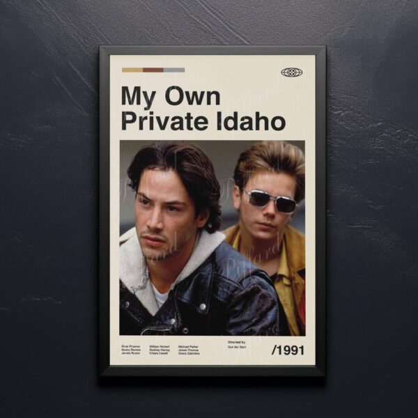 Vintage mid-century modern movie poster for My Own Private Idaho