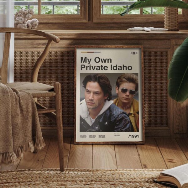 Vintage mid-century modern movie poster for My Own Private Idaho