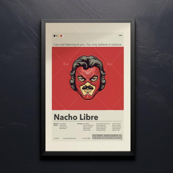 Mid-century modern style Nacho Libre movie poster print