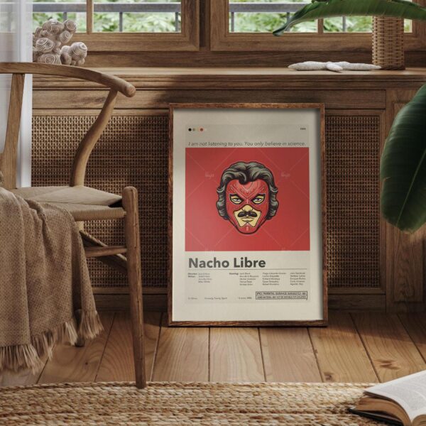 Mid-century modern style Nacho Libre movie poster print