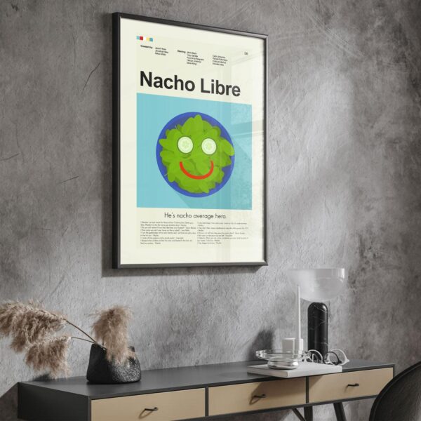 Mid-century modern Nacho Libre movie poster with vintage style design