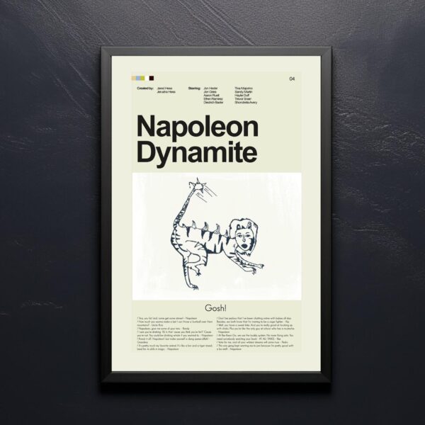 Large mid-century modern poster of Napoleon Dynamite movie artwork