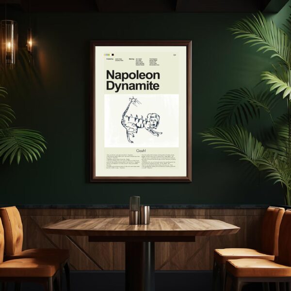 Large mid-century modern poster of Napoleon Dynamite movie artwork