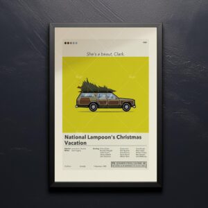 Mid-century modern style poster of National Lampoon's Christmas Vacation movie