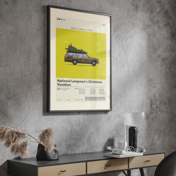 Mid-century modern style poster of National Lampoon's Christmas Vacation movie