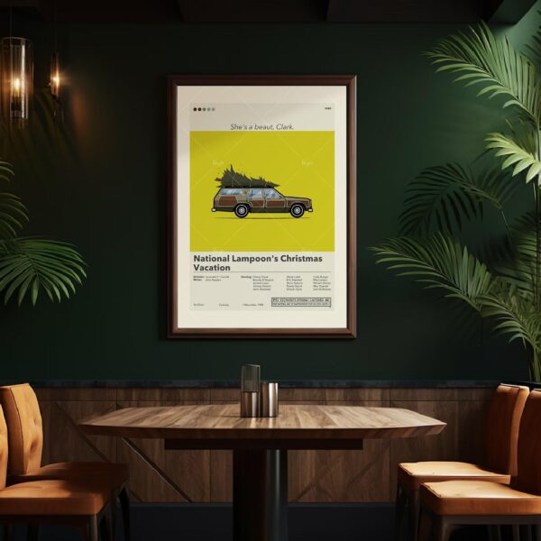 Mid-century modern style poster of National Lampoon's Christmas Vacation movie