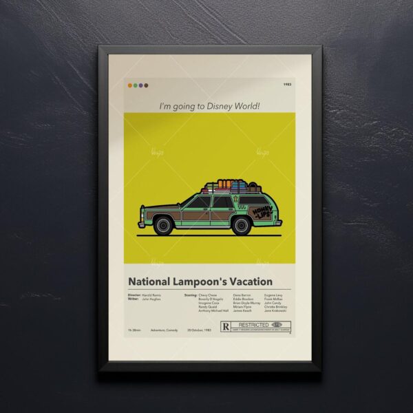 Mid-century modern National Lampoon's Vacation movie poster wall art