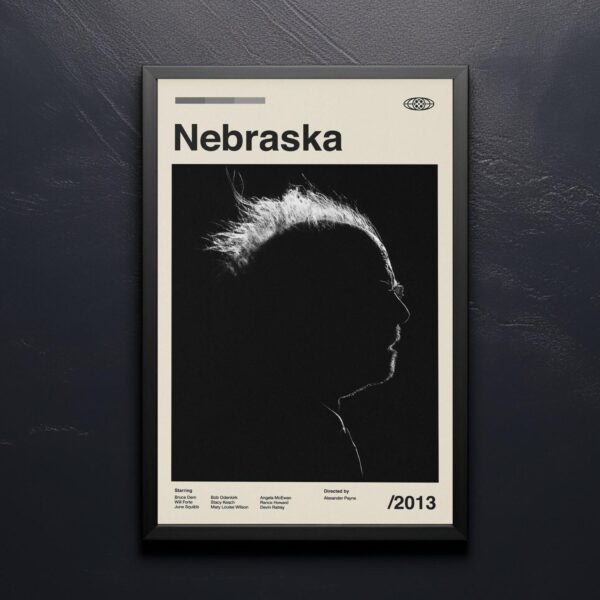 Nebraska movie poster, mid-century poster design, vintage art