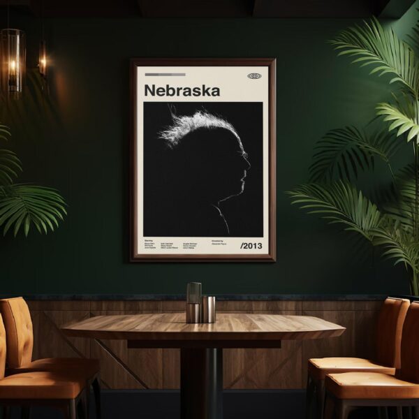 Nebraska movie poster, mid-century poster design, vintage art