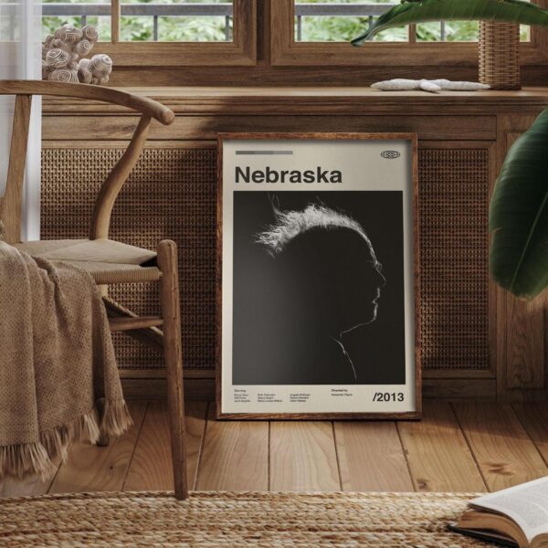 Nebraska movie poster, mid-century poster design, vintage art